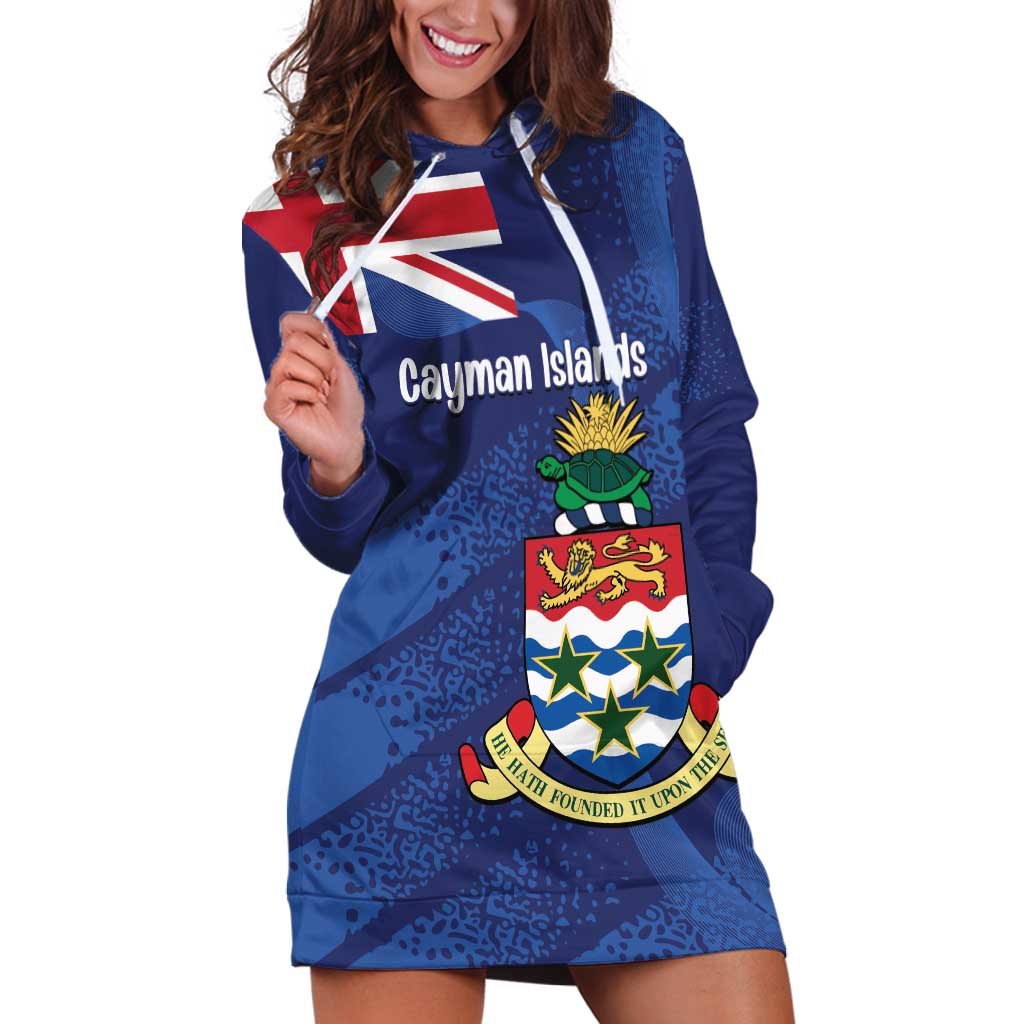 Personalised Cayman Islands Hoodie Dress Coat Of Arms Grunge Style - Wonder Print Shop