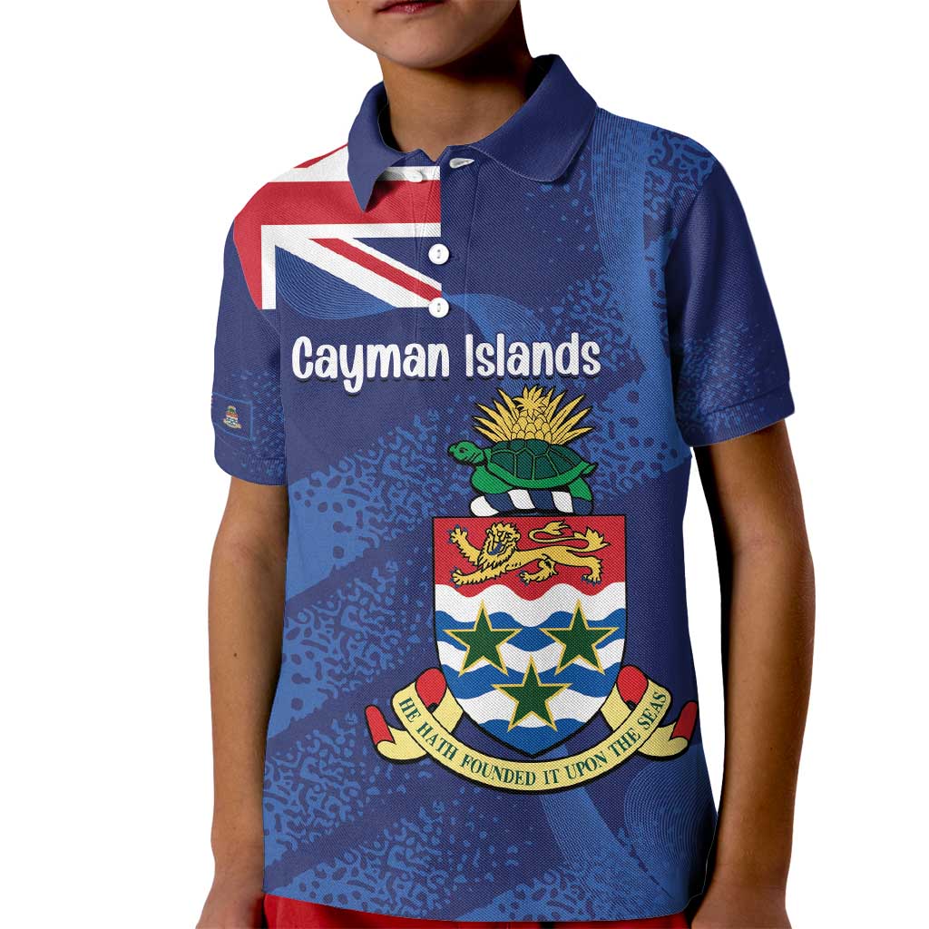 Personalised Cayman Islands Kid Polo Shirt Coat Of Arms Grunge Style - Wonder Print Shop