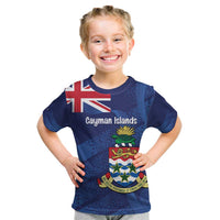 Personalised Cayman Islands Kid T Shirt Coat Of Arms Grunge Style - Wonder Print Shop