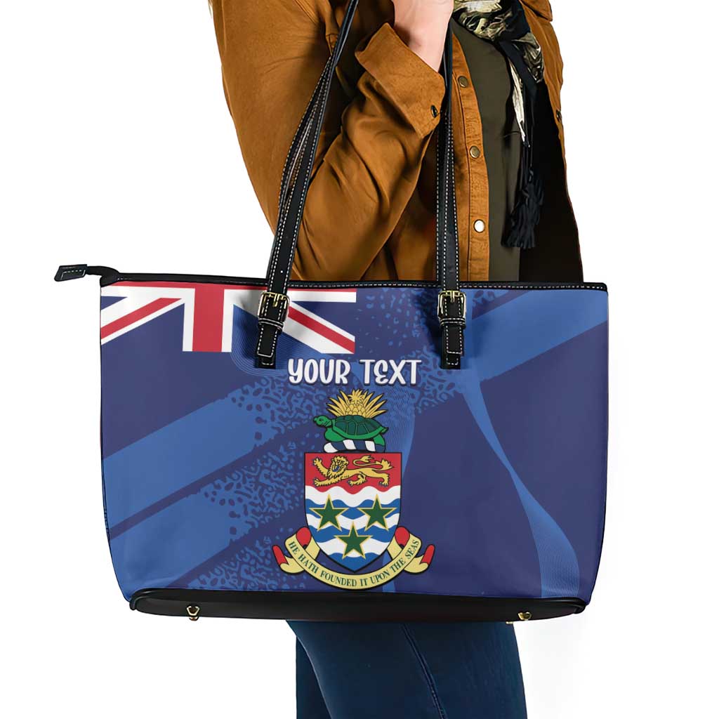 Personalised Cayman Islands Leather Tote Bag Coat Of Arms Grunge Style