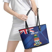 Personalised Cayman Islands Leather Tote Bag Coat Of Arms Grunge Style