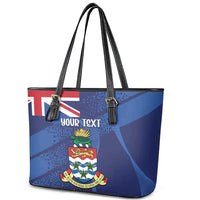 Personalised Cayman Islands Leather Tote Bag Coat Of Arms Grunge Style