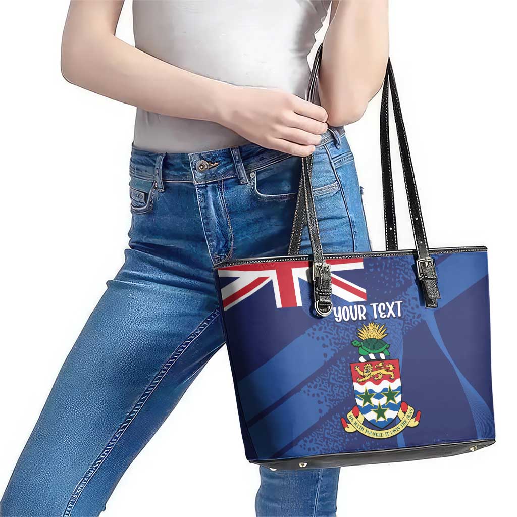 Personalised Cayman Islands Leather Tote Bag Coat Of Arms Grunge Style