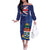 Personalised Cayman Islands Off The Shoulder Long Sleeve Dress Coat Of Arms Grunge Style - Wonder Print Shop