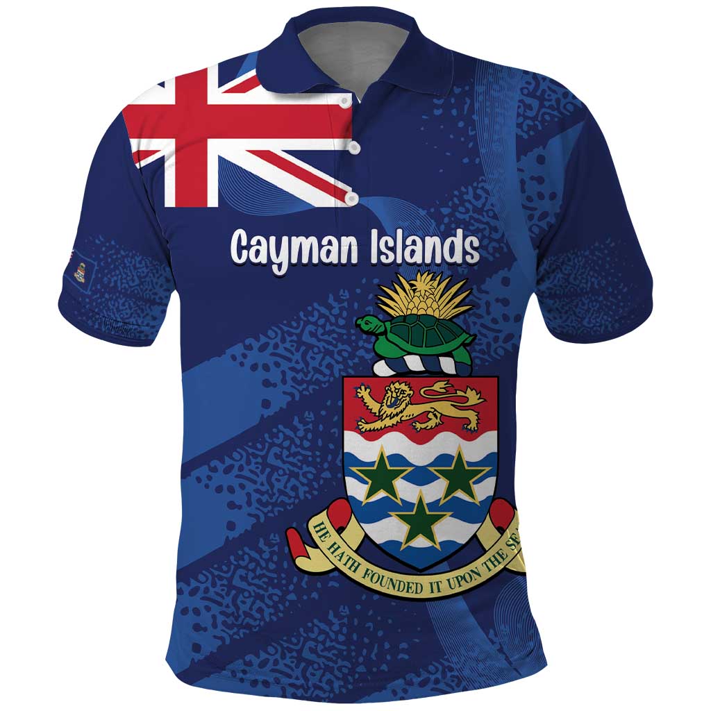 Personalised Cayman Islands Polo Shirt Coat Of Arms Grunge Style - Wonder Print Shop