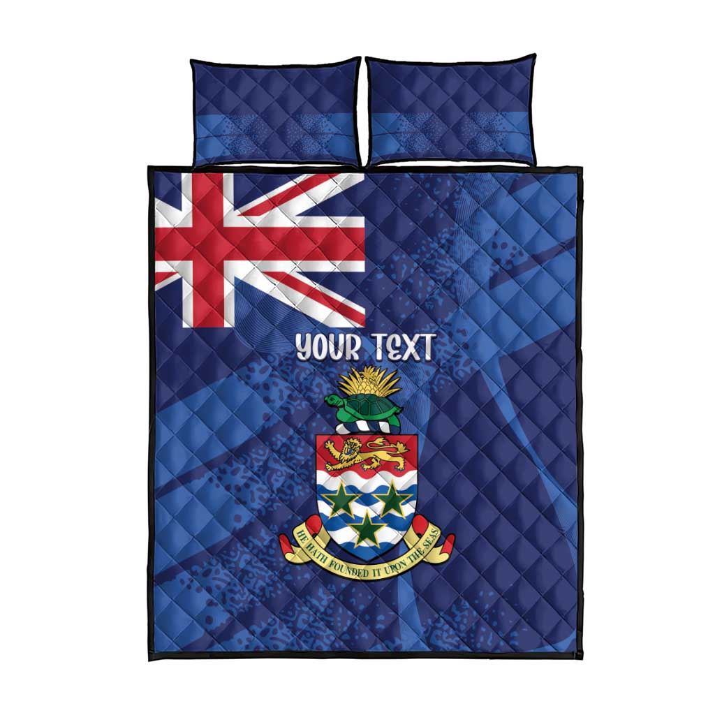 Personalised Cayman Islands Quilt Bed Set Coat Of Arms Grunge Style - Wonder Print Shop