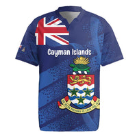 Personalised Cayman Islands Rugby Jersey Coat Of Arms Grunge Style - Wonder Print Shop