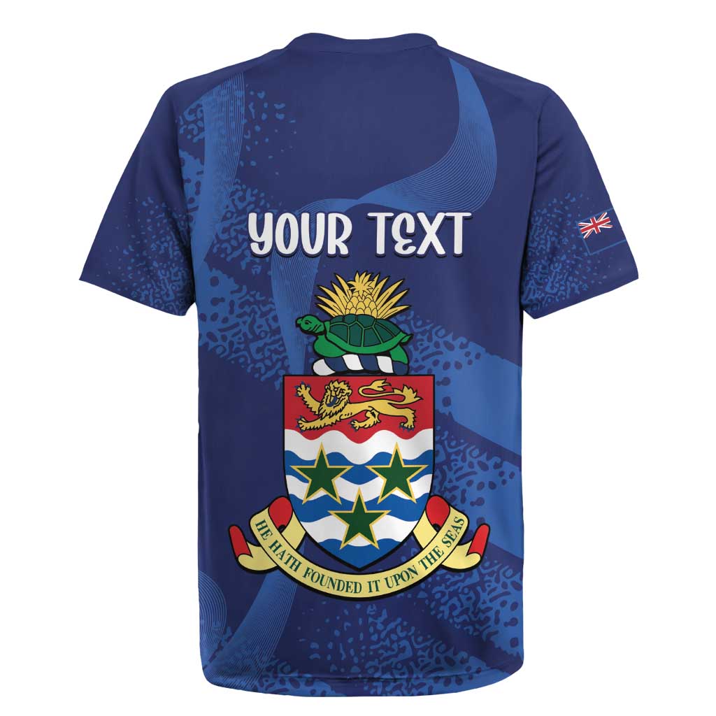 Personalised Cayman Islands Rugby Jersey Coat Of Arms Grunge Style - Wonder Print Shop