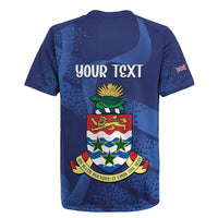 Personalised Cayman Islands Rugby Jersey Coat Of Arms Grunge Style - Wonder Print Shop