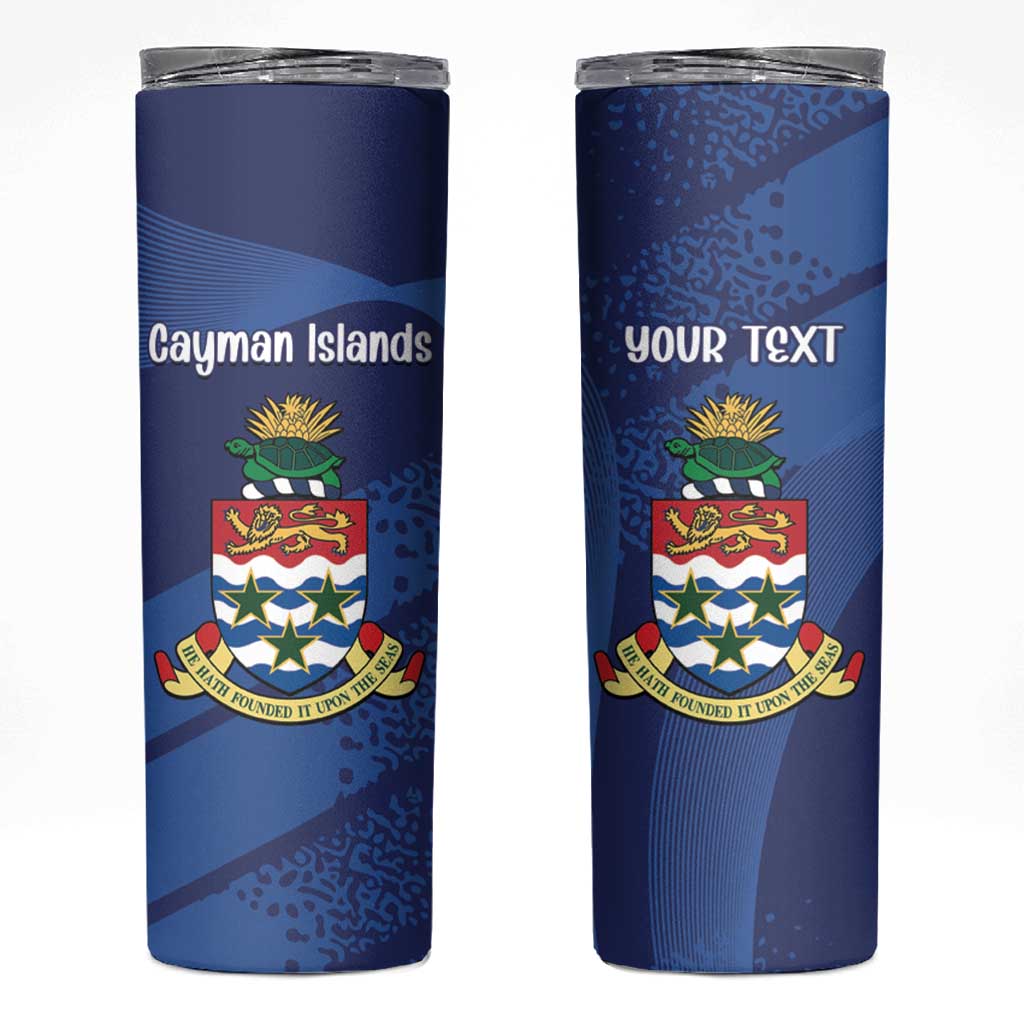 Personalised Cayman Islands Skinny Tumbler Coat Of Arms Grunge Style - Wonder Print Shop