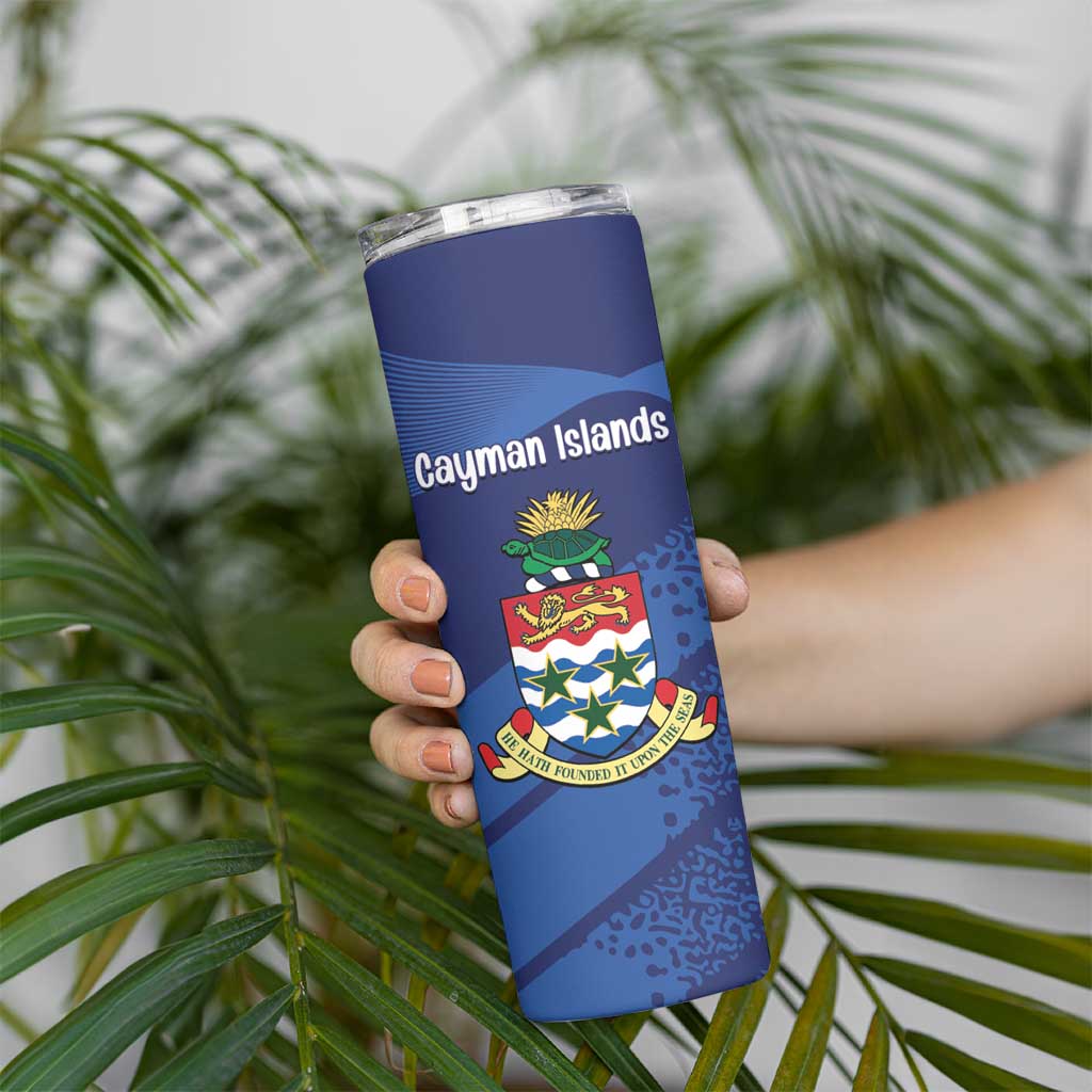 Personalised Cayman Islands Skinny Tumbler Coat Of Arms Grunge Style - Wonder Print Shop