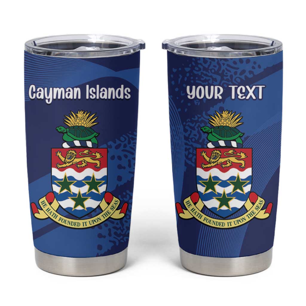 Personalised Cayman Islands Tumbler Cup Coat Of Arms Grunge Style - Wonder Print Shop