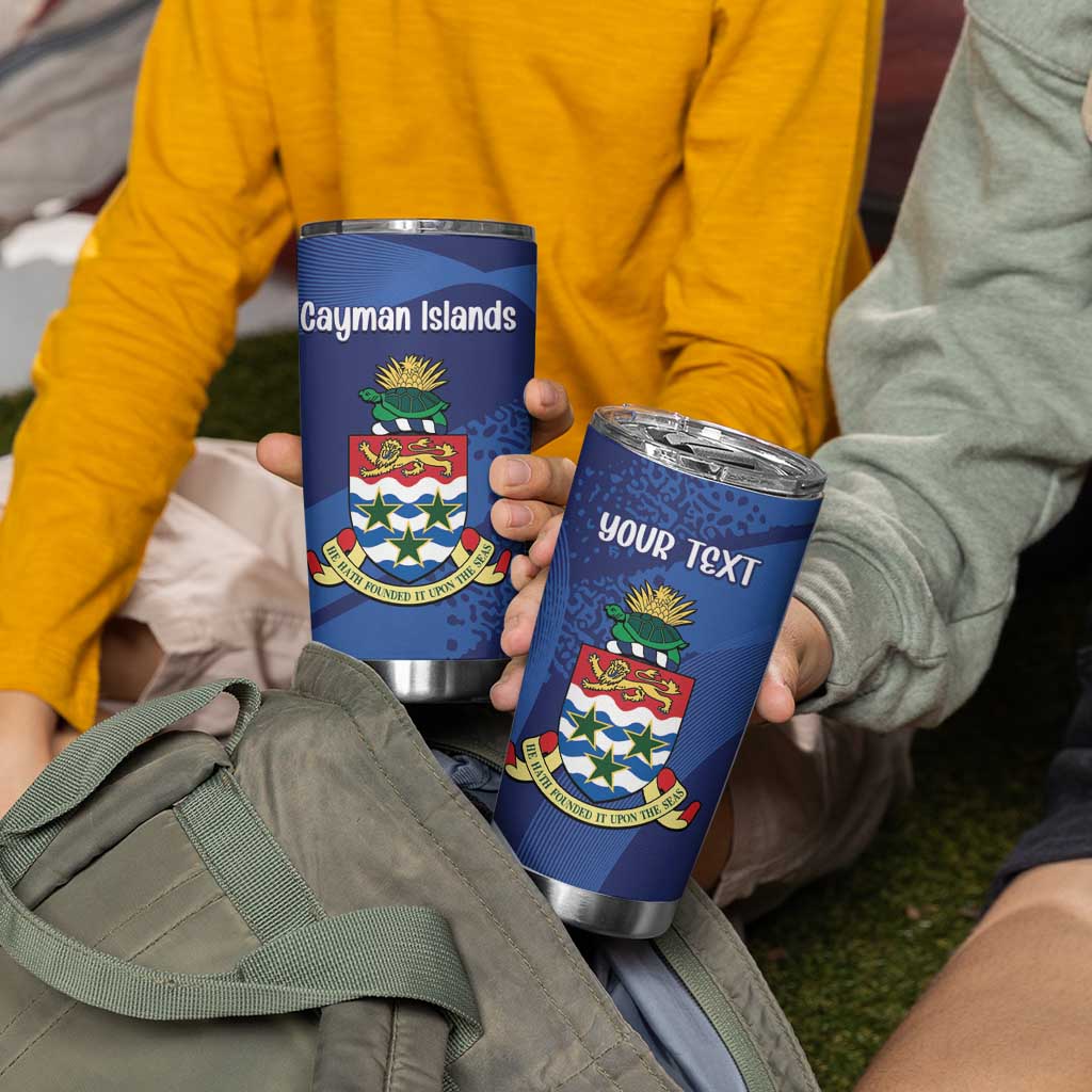 Personalised Cayman Islands Tumbler Cup Coat Of Arms Grunge Style - Wonder Print Shop