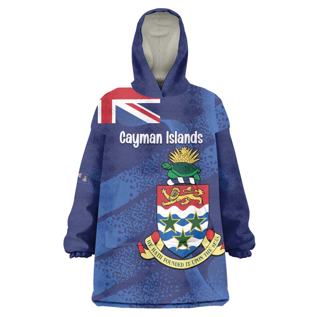 Personalised Cayman Islands Wearable Blanket Hoodie Coat Of Arms Grunge Style - Wonder Print Shop