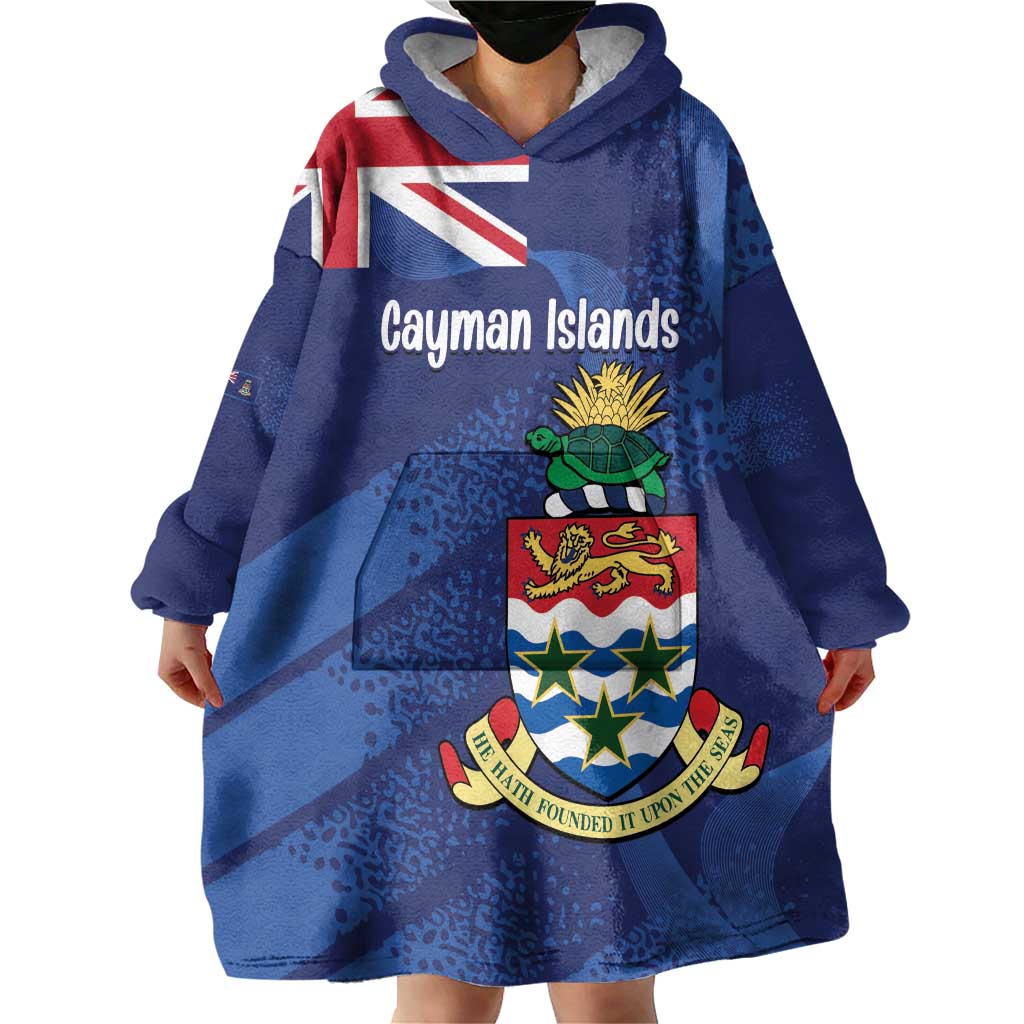 Personalised Cayman Islands Wearable Blanket Hoodie Coat Of Arms Grunge Style - Wonder Print Shop