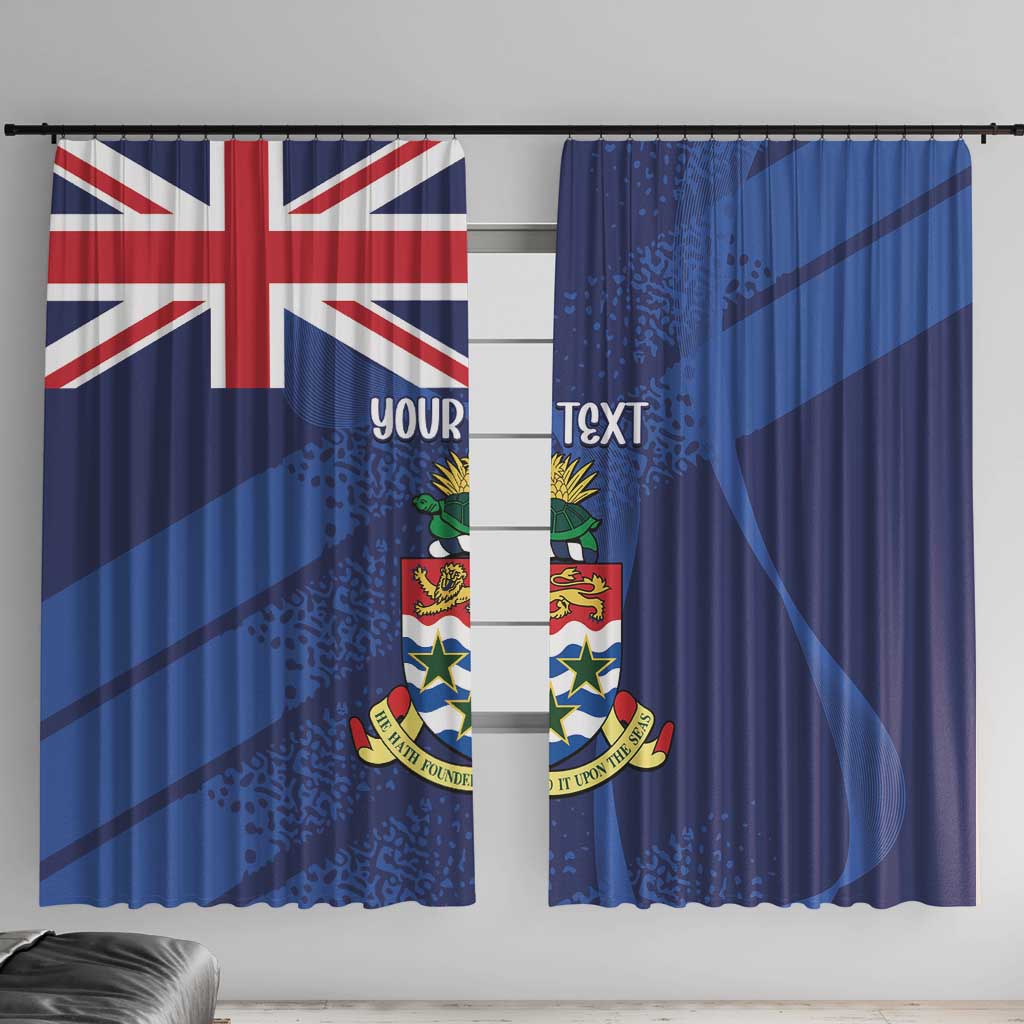 Personalised Cayman Islands Window Curtain Coat Of Arms Grunge Style - Wonder Print Shop