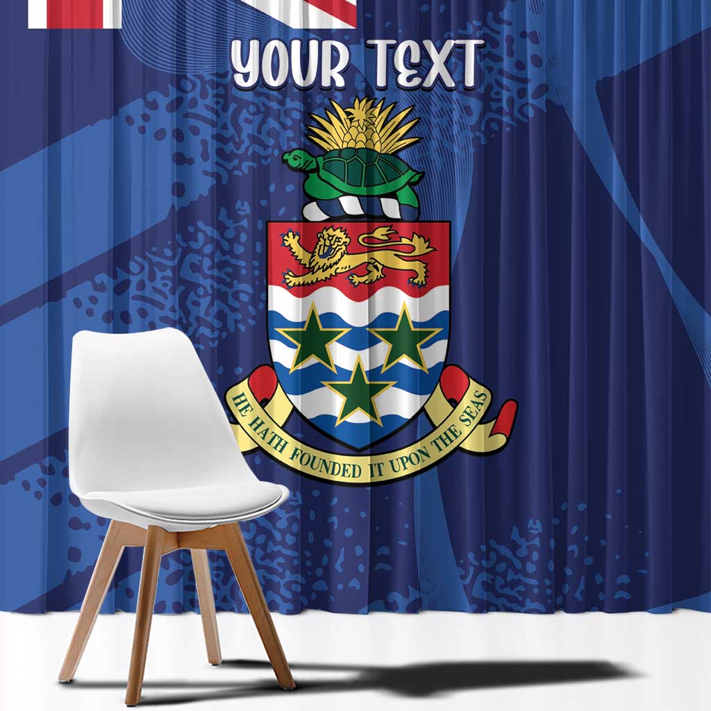 Personalised Cayman Islands Window Curtain Coat Of Arms Grunge Style - Wonder Print Shop
