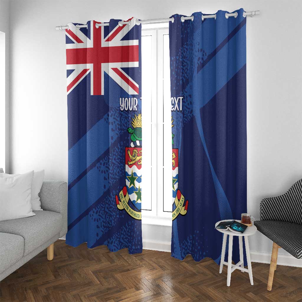Personalised Cayman Islands Window Curtain Coat Of Arms Grunge Style - Wonder Print Shop