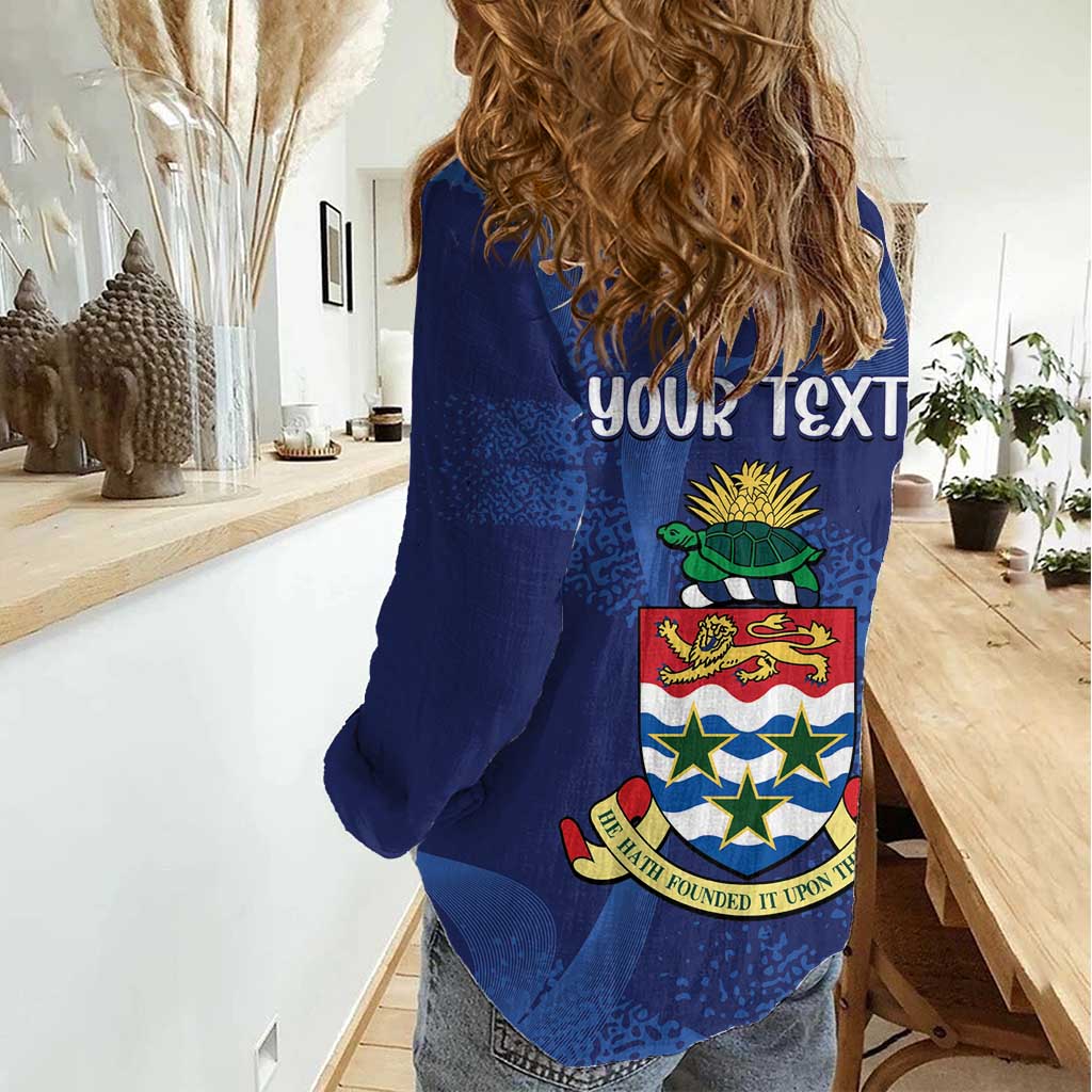 Personalised Cayman Islands Women Casual Shirt Coat Of Arms Grunge Style - Wonder Print Shop