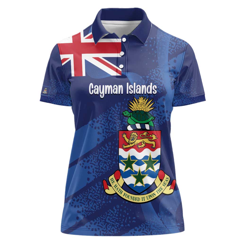 Personalised Cayman Islands Women Polo Shirt Coat Of Arms Grunge Style - Wonder Print Shop