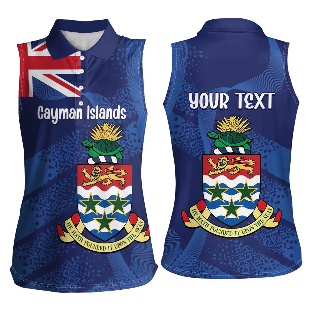 Personalised Cayman Islands Women Sleeveless Polo Shirt Coat Of Arms Grunge Style - Wonder Print Shop