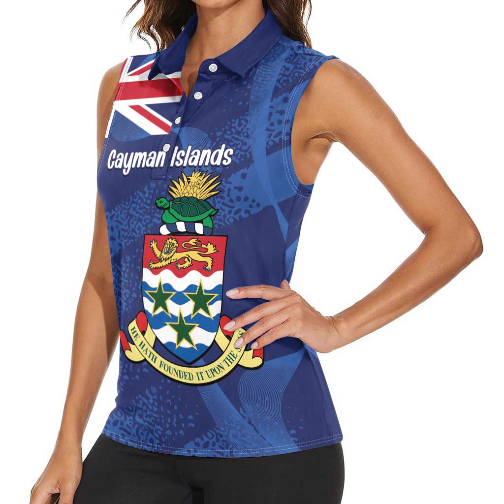 Personalised Cayman Islands Women Sleeveless Polo Shirt Coat Of Arms Grunge Style - Wonder Print Shop