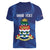 Personalised Cayman Islands Women V-Neck T-Shirt Coat Of Arms Grunge Style - Wonder Print Shop