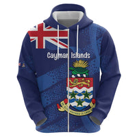 Personalised Cayman Islands Zip Hoodie Coat Of Arms Grunge Style - Wonder Print Shop