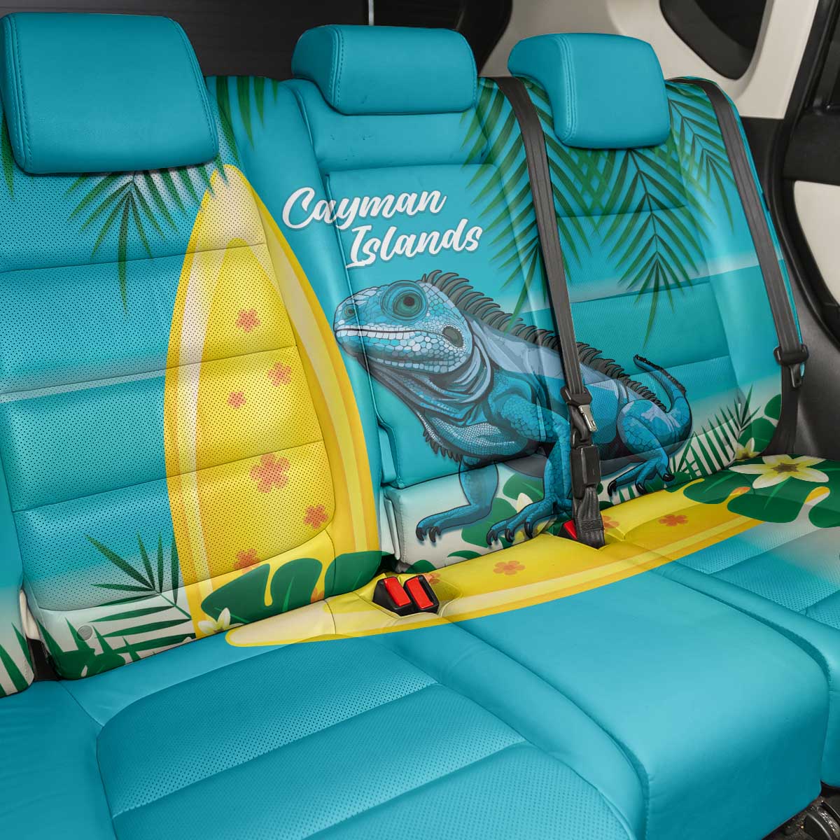 Blue Iguana Cayman Islands Back Car Seat Cover Turquoise Tropical Vibes - Wonder Print Shop