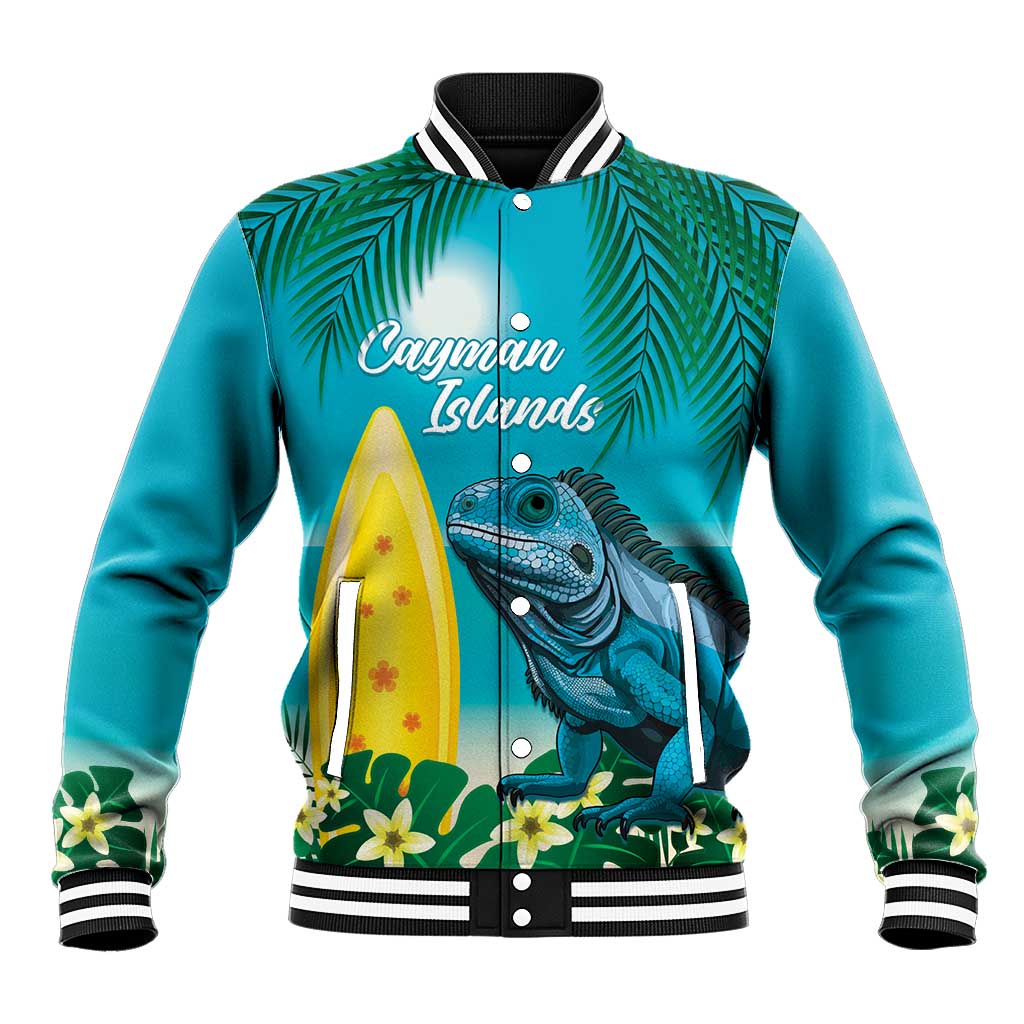 Blue Iguana Cayman Islands Baseball Jacket Turquoise Tropical Vibes - Wonder Print Shop