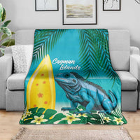 Blue Iguana Cayman Islands Blanket Turquoise Tropical Vibes
