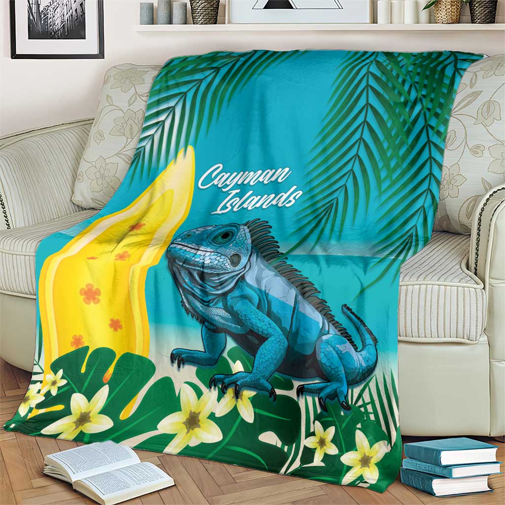 Blue Iguana Cayman Islands Blanket Turquoise Tropical Vibes
