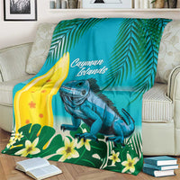 Blue Iguana Cayman Islands Blanket Turquoise Tropical Vibes