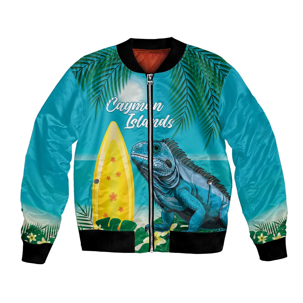 Blue Iguana Cayman Islands Bomber Jacket Turquoise Tropical Vibes - Wonder Print Shop