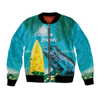 Blue Iguana Cayman Islands Bomber Jacket Turquoise Tropical Vibes - Wonder Print Shop
