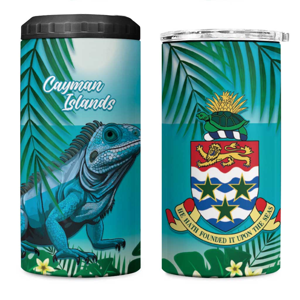 Blue Iguana Cayman Islands 4 in 1 Can Cooler Tumbler Turquoise Tropical Vibes