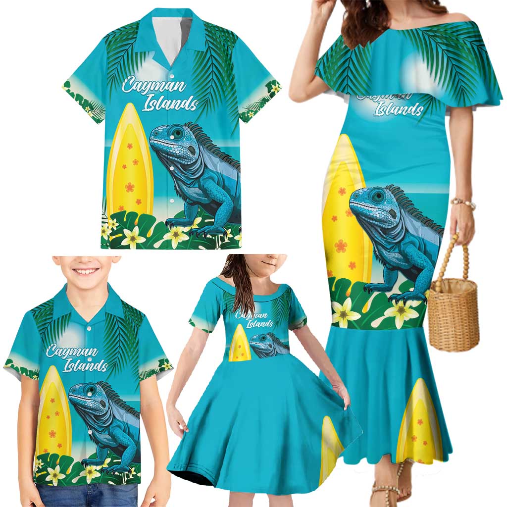 Blue Iguana Cayman Islands Family Matching Mermaid Dress and Hawaiian Shirt Turquoise Tropical Vibes - Wonder Print Shop