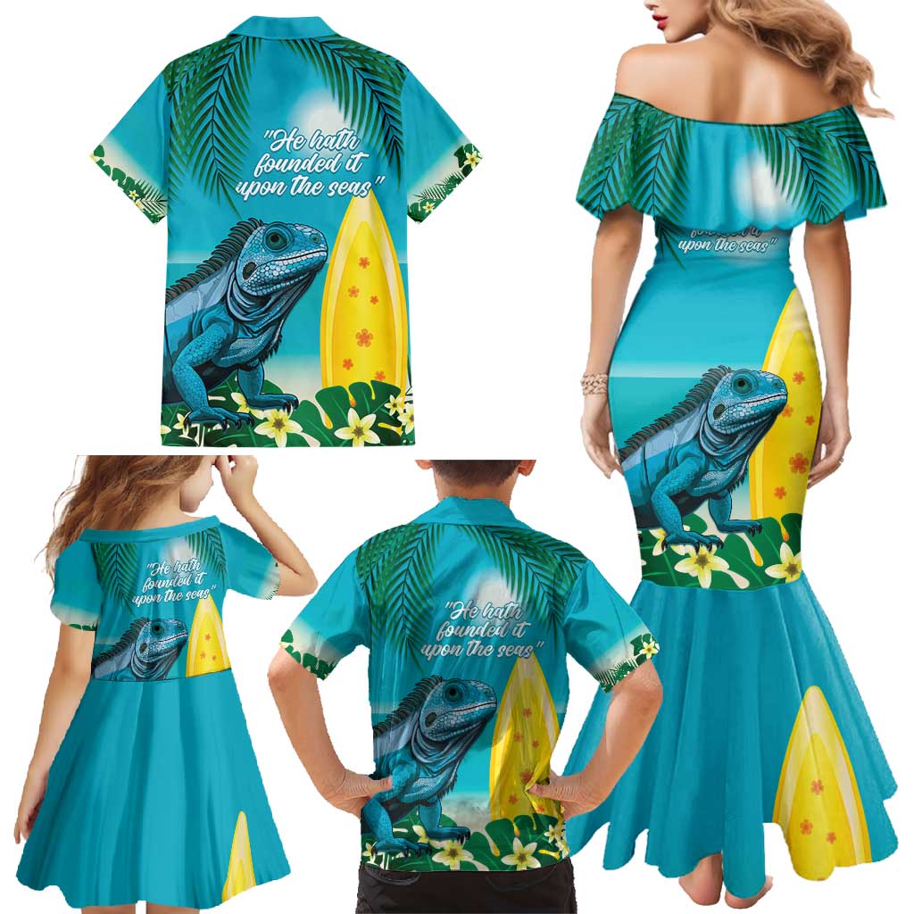 Blue Iguana Cayman Islands Family Matching Mermaid Dress and Hawaiian Shirt Turquoise Tropical Vibes - Wonder Print Shop
