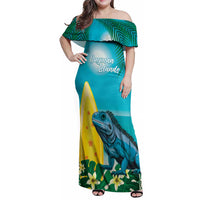 Blue Iguana Cayman Islands Family Matching Off Shoulder Maxi Dress and Hawaiian Shirt Turquoise Tropical Vibes - Wonder Print Shop