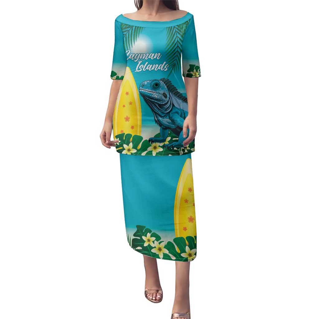 Blue Iguana Cayman Islands Family Matching Puletasi and Hawaiian Shirt Turquoise Tropical Vibes