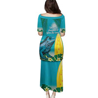 Blue Iguana Cayman Islands Family Matching Puletasi and Hawaiian Shirt Turquoise Tropical Vibes