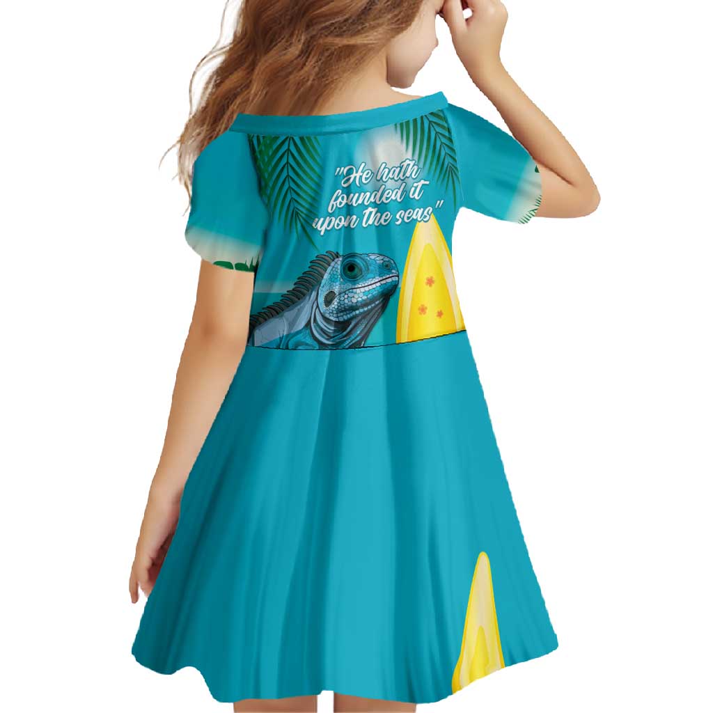 Blue Iguana Cayman Islands Family Matching Short Sleeve Bodycon Dress and Hawaiian Shirt Turquoise Tropical Vibes - Wonder Print Shop