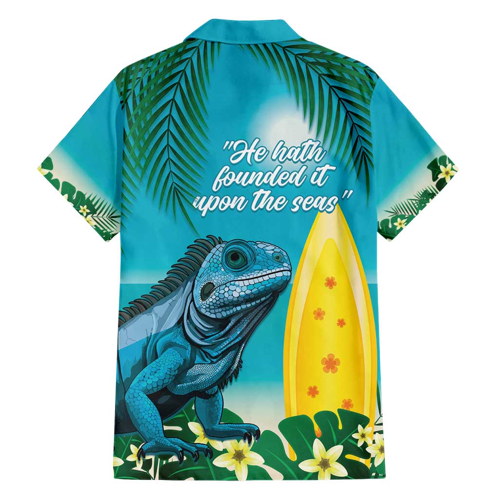 Blue Iguana Cayman Islands Family Matching Short Sleeve Bodycon Dress and Hawaiian Shirt Turquoise Tropical Vibes - Wonder Print Shop