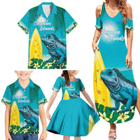 Blue Iguana Cayman Islands Family Matching Summer Maxi Dress and Hawaiian Shirt Turquoise Tropical Vibes - Wonder Print Shop