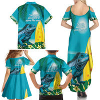 Blue Iguana Cayman Islands Family Matching Summer Maxi Dress and Hawaiian Shirt Turquoise Tropical Vibes - Wonder Print Shop