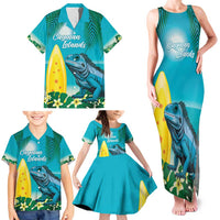 Blue Iguana Cayman Islands Family Matching Tank Maxi Dress and Hawaiian Shirt Turquoise Tropical Vibes - Wonder Print Shop
