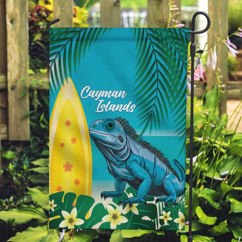 Blue Iguana Cayman Islands Garden Flag Turquoise Tropical Vibes - Wonder Print Shop