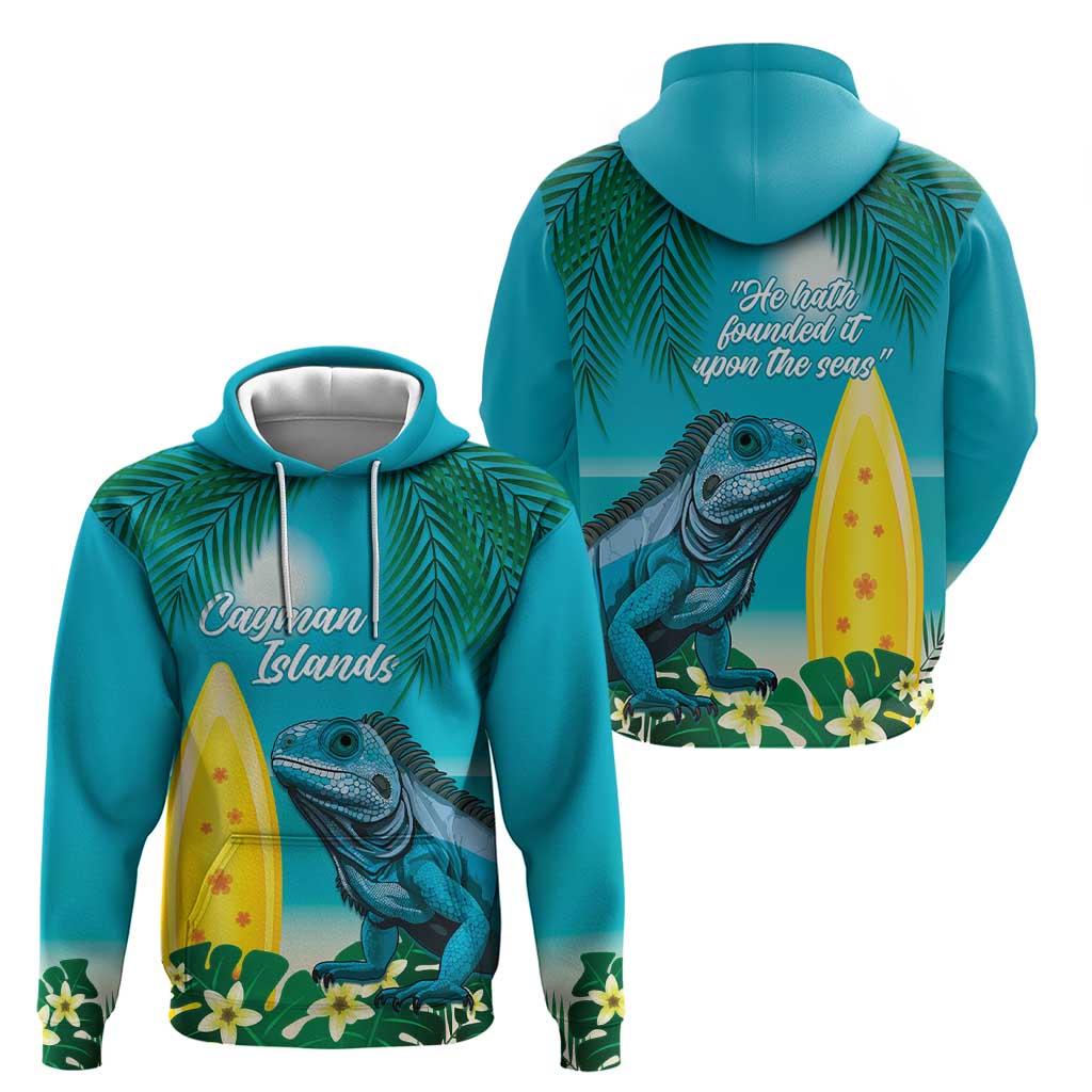 Blue Iguana Cayman Islands Hoodie Turquoise Tropical Vibes - Wonder Print Shop