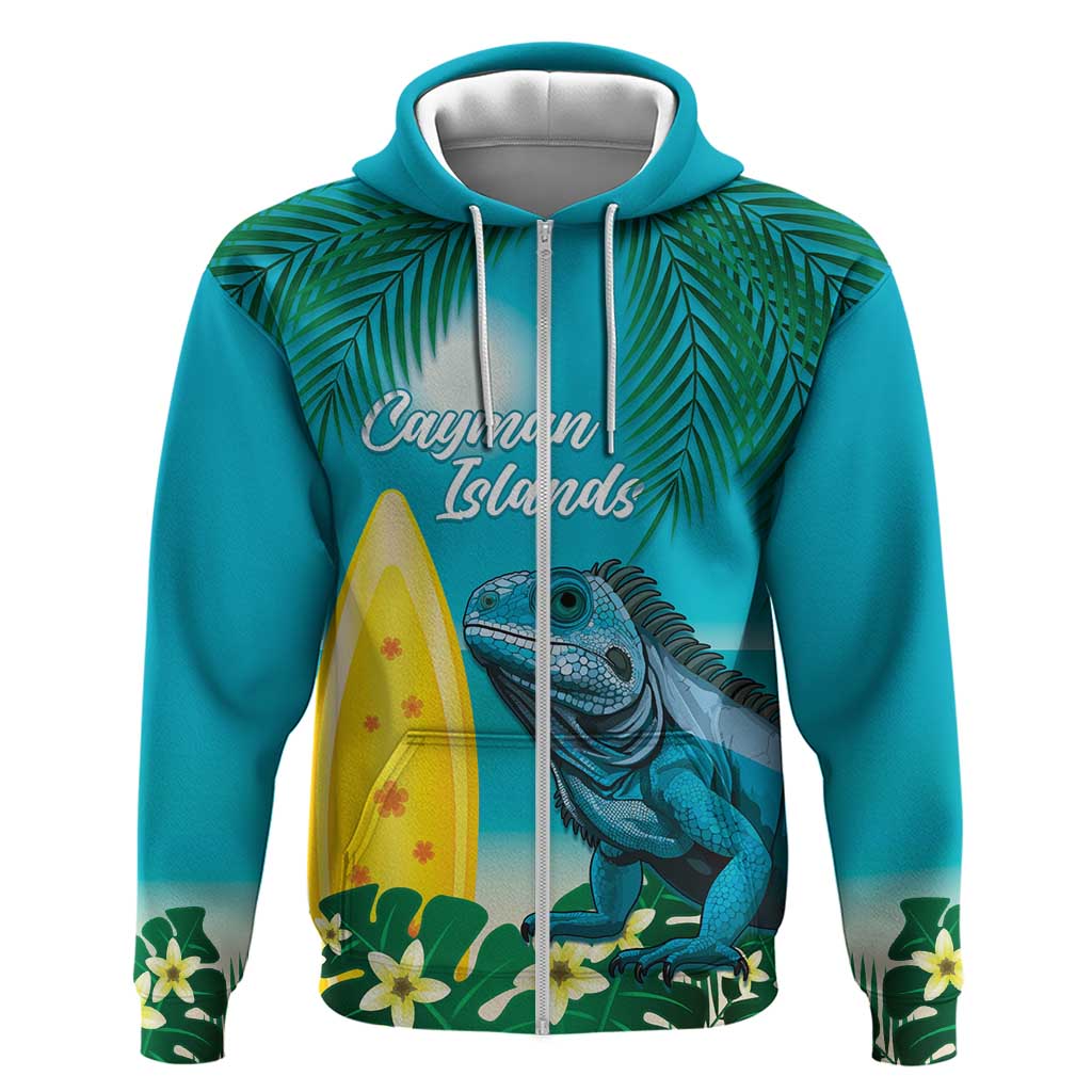 Blue Iguana Cayman Islands Hoodie Turquoise Tropical Vibes - Wonder Print Shop