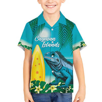 Blue Iguana Cayman Islands Kid Hawaiian Shirt Turquoise Tropical Vibes - Wonder Print Shop